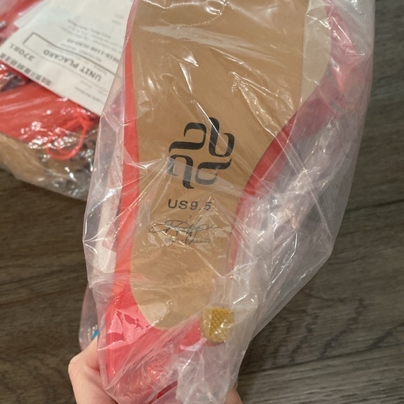 NWT BURJU Under The Influence Open Toe Lace Up Buckle Ankle Boots | Red 6 - Picture 9 of 12